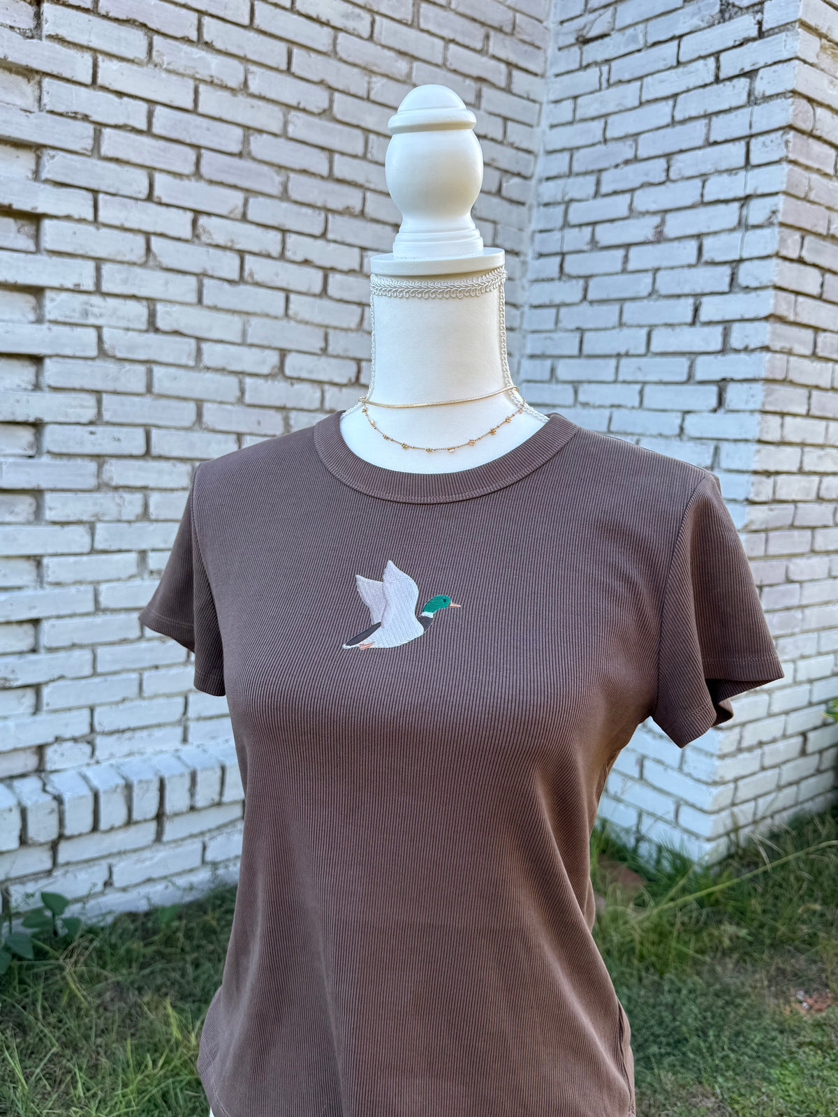 Ribbed Chocolate Brown Fitted Tee