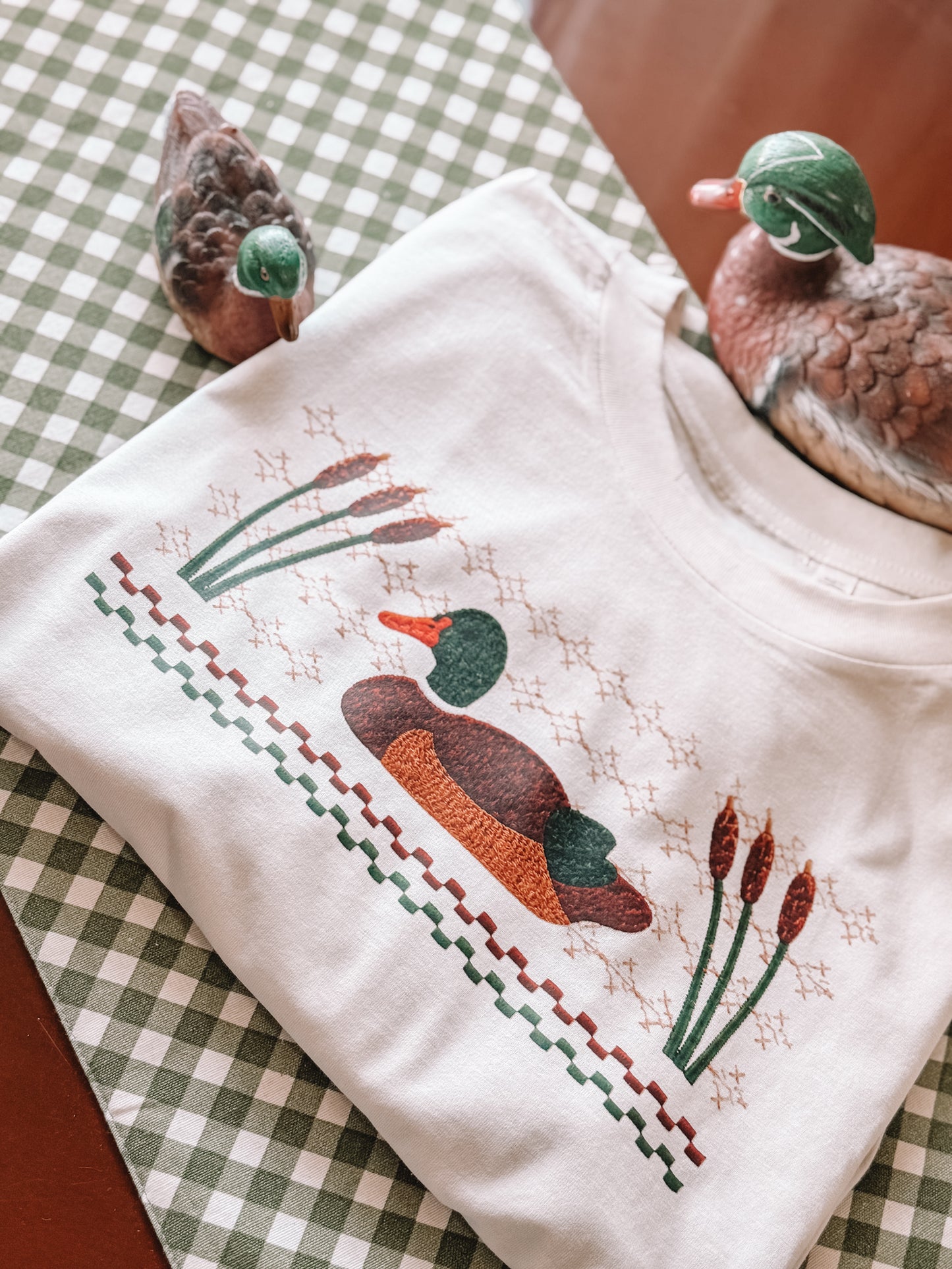 Faux cross stitch, vintage inspired comfort tee
