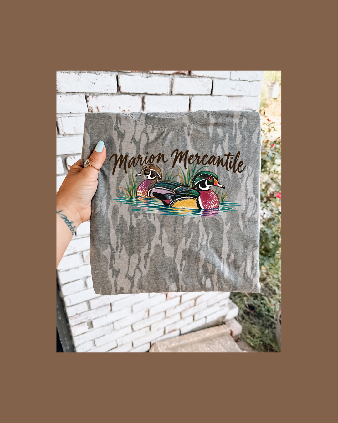 Marion Mercantile Wood Duck Bottomland Camo Tee