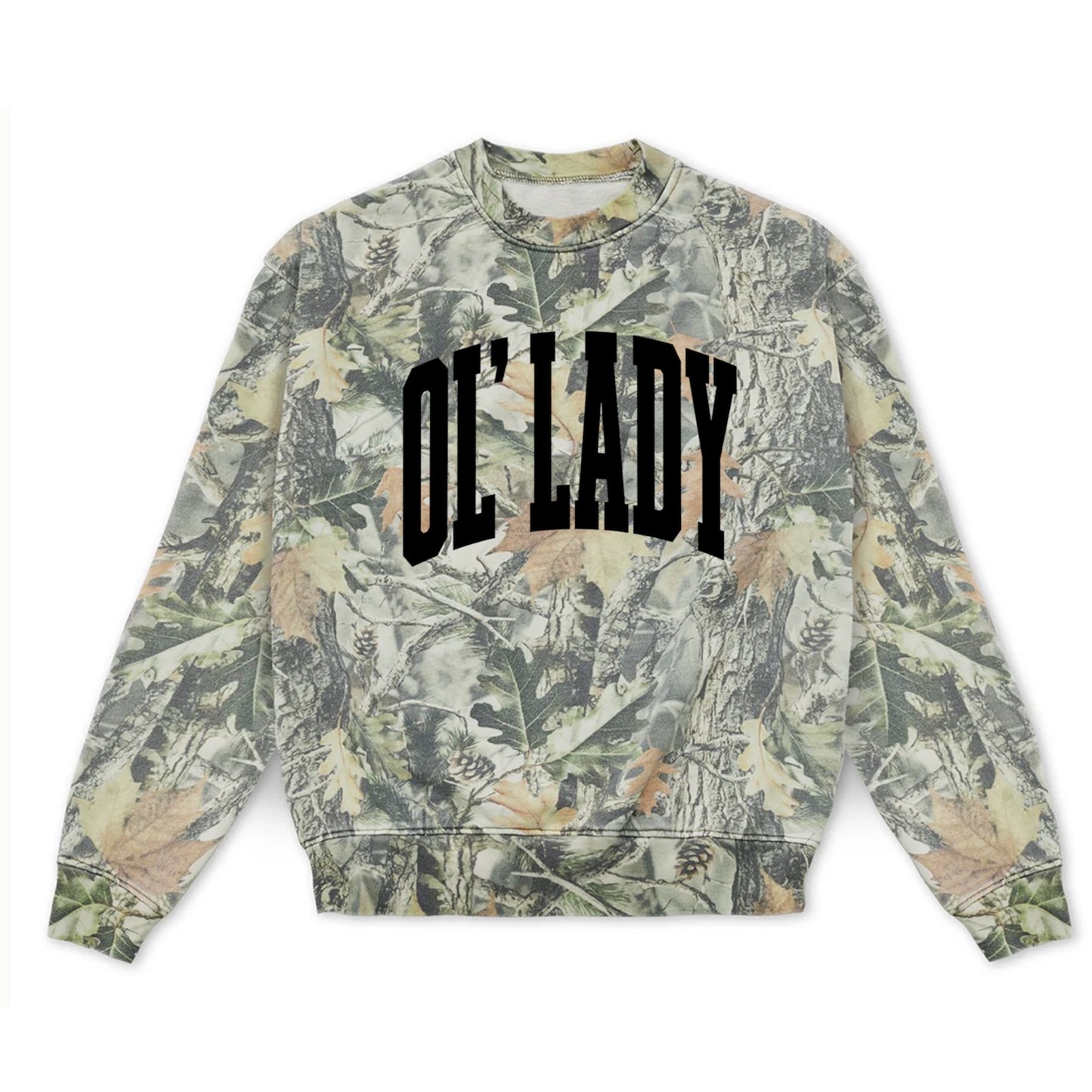 ol’ lady camo oversized crewneck in camo