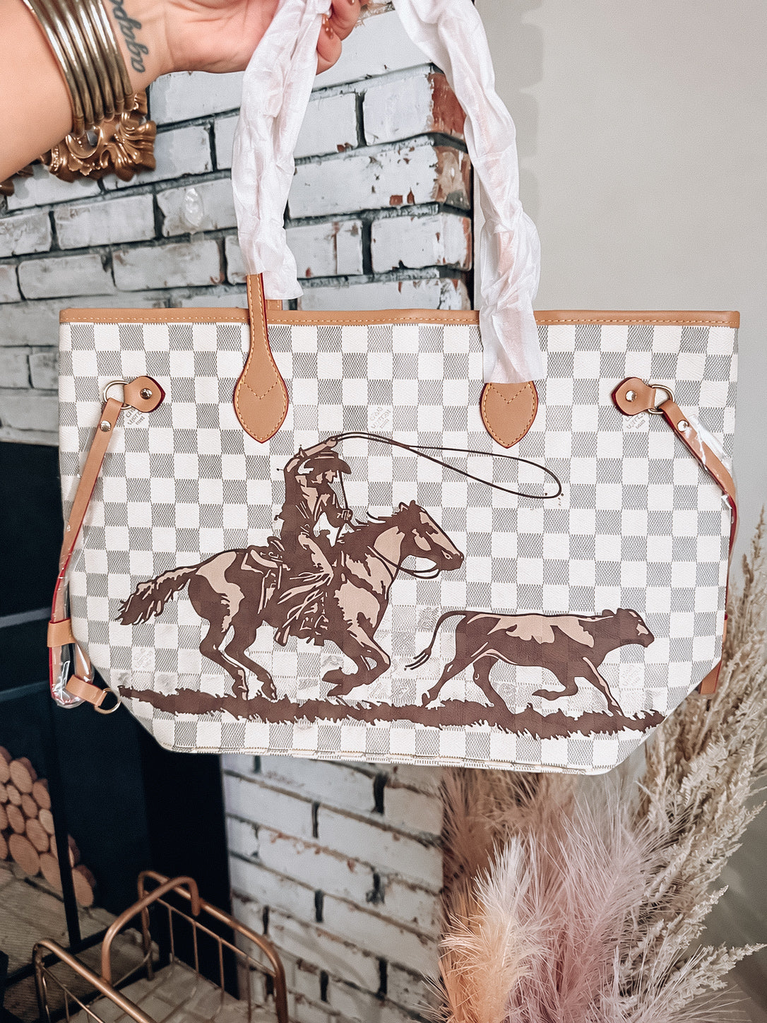 Team Roping Western Tote Bag