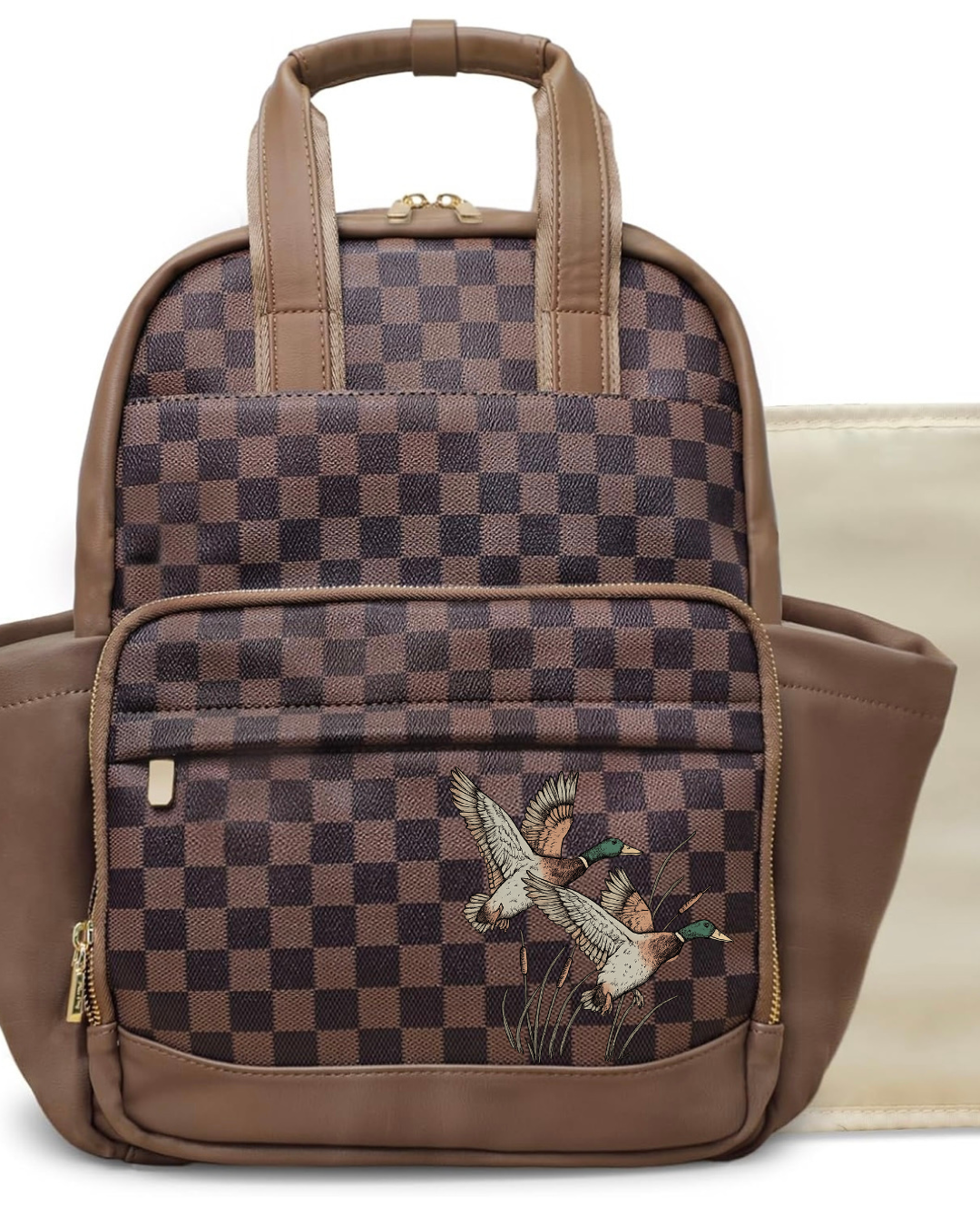 Checkered Twin Mallard Diaper bag