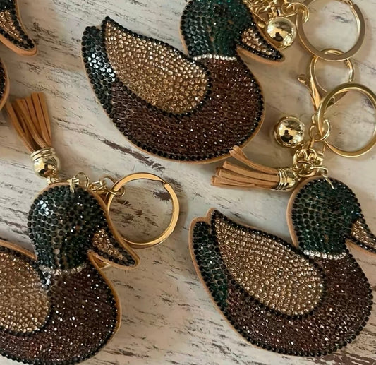 Rhinestone Mallard Duck Keychain