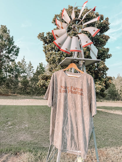 More Farms Less Pharma Bottomland tee