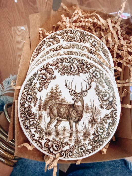 Whitetail Buck Ceramic Coaster Set