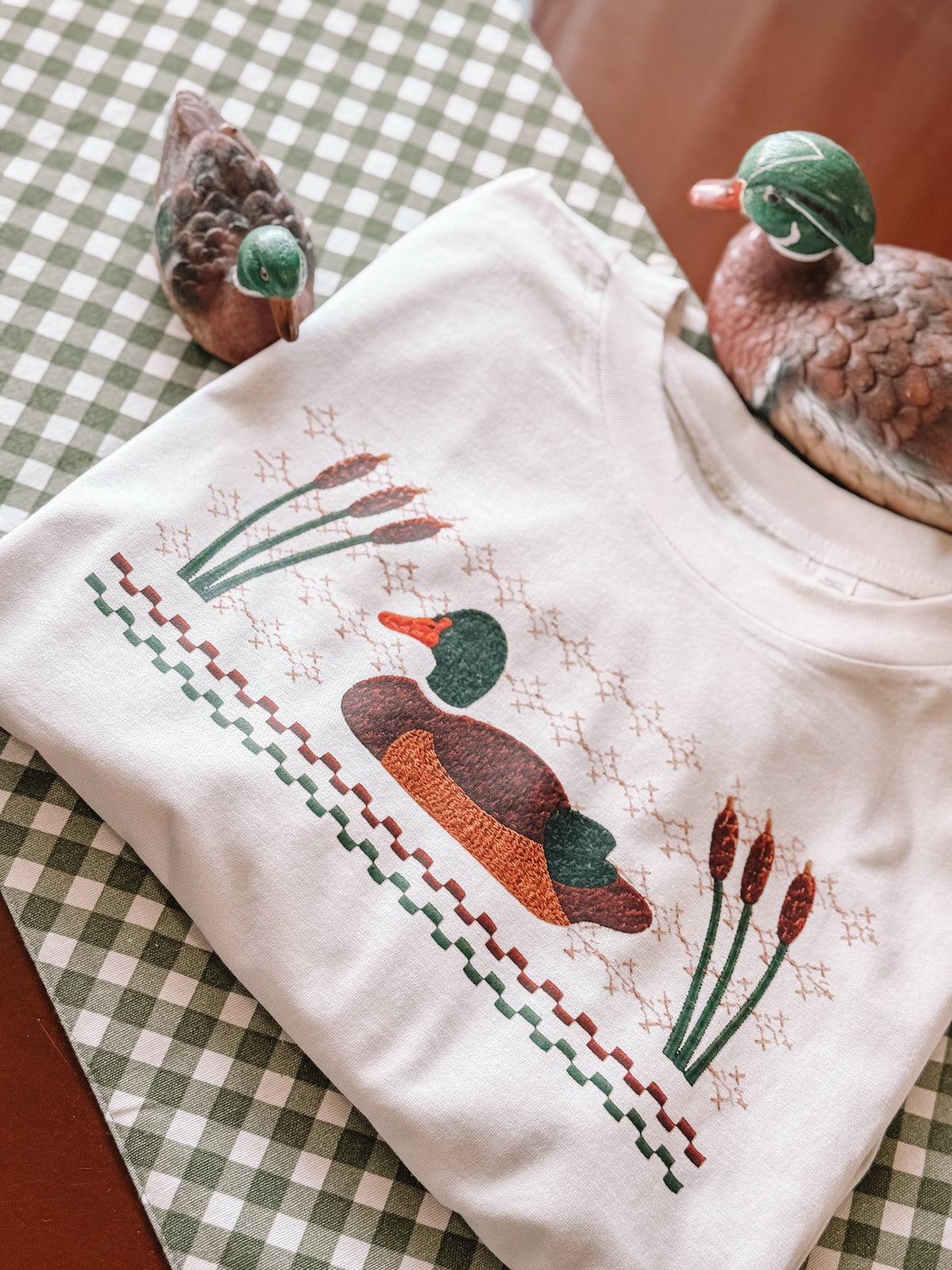Faux cross stitch, vintage inspired comfort tee