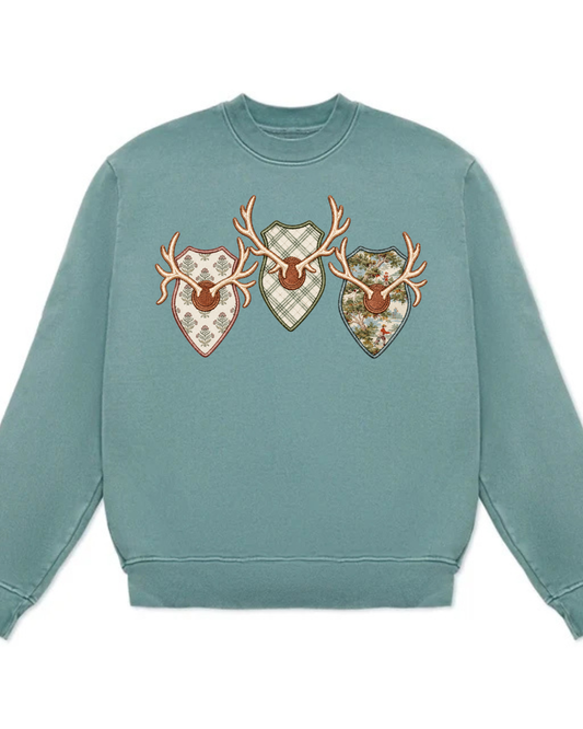Faux European Mount Patchwork Cotton Crewneck
