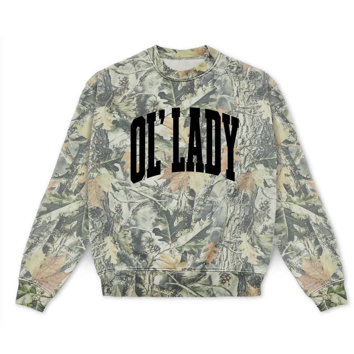 ol’ lady camo oversized crewneck in camo
