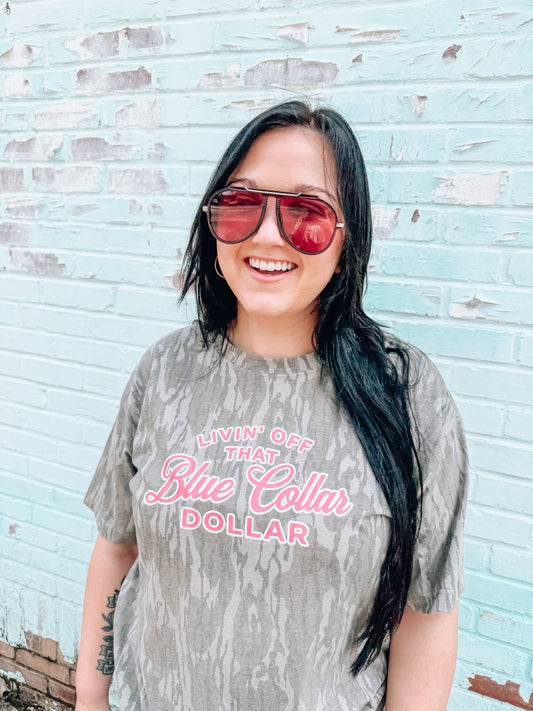 blue collar dollar bottomland tee