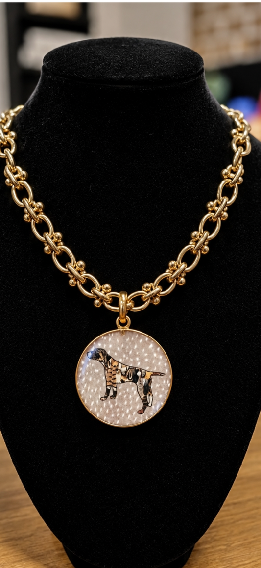 Feathered Bird Dog Statement Necklace
