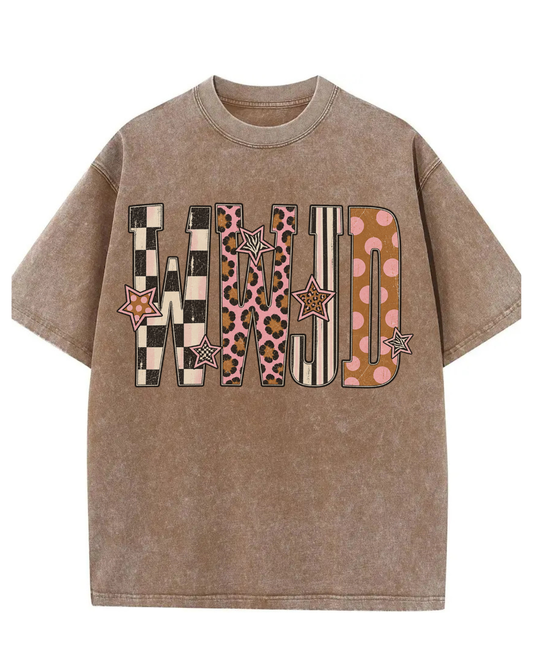 WWJD Patchwork Mineral Wash Tee