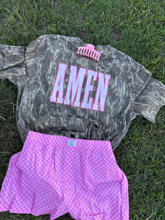 PINK ON PINK AMEN bottomland tee