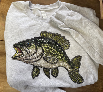 Faux Bedazzled Fish Crewneck