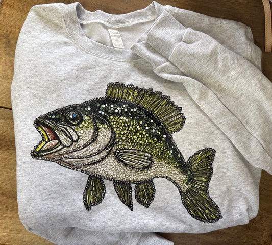 Faux Bedazzled Fish Crewneck