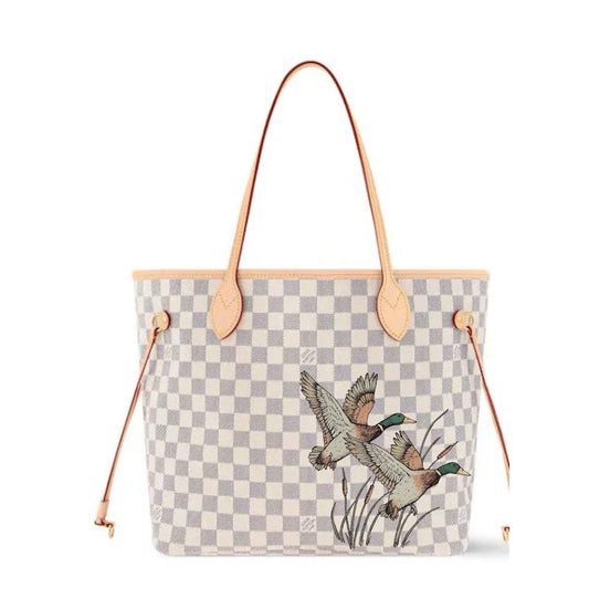 White Checkered Twin Mallard Tote