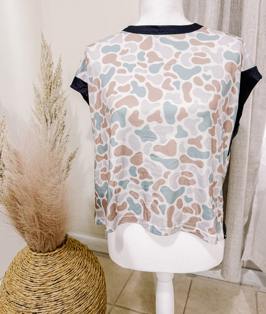 Camo Crisscross Open Back Top