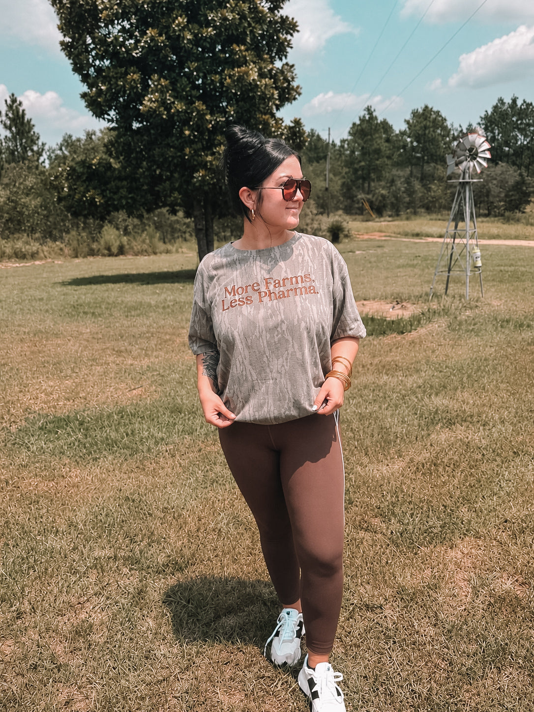More Farms Less Pharma Bottomland tee