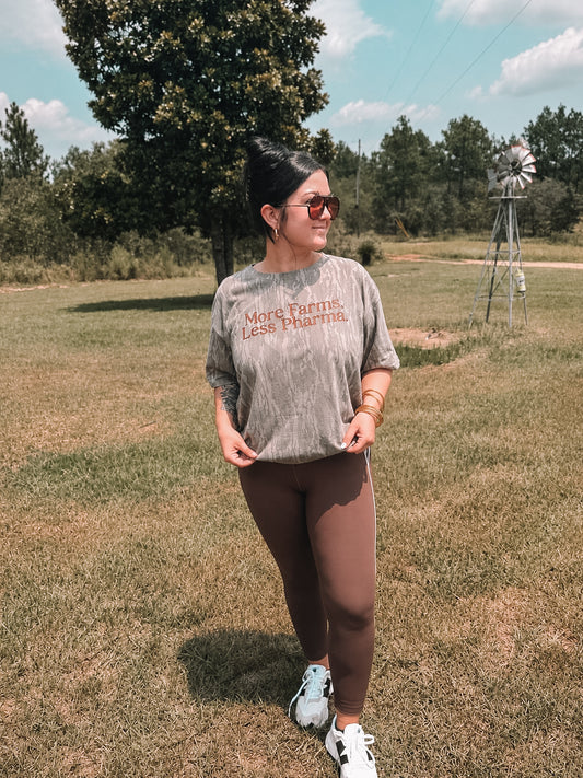 More Farms Less Pharma Bottomland tee