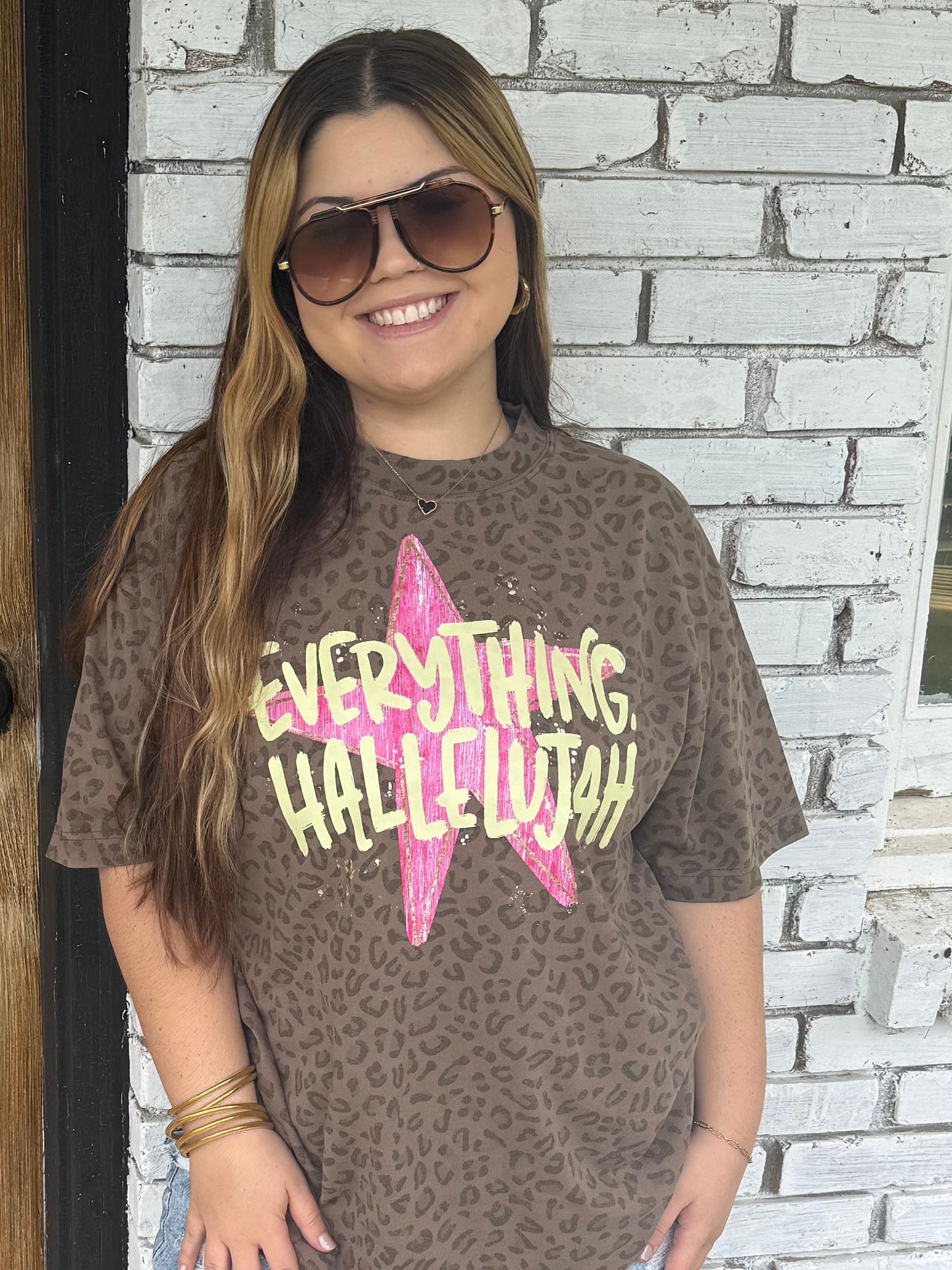 Everything Hallelujah Cheetah Oversized Cotton Tee