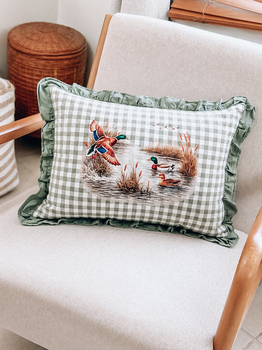 The Mallard Lake Gingham Throw Pillow