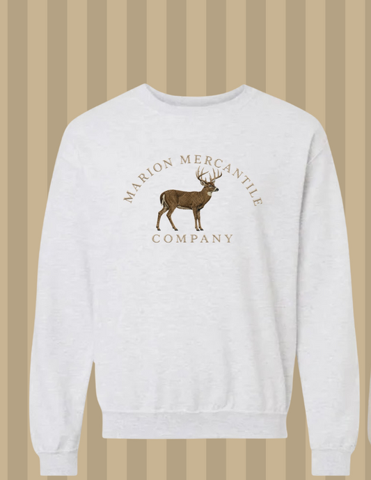 Marion Mercantile Logo Buck Crewneck