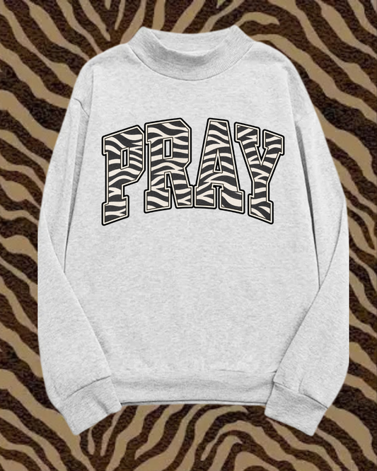 Pray Zebra Varsity Mockneck Sweatshirt