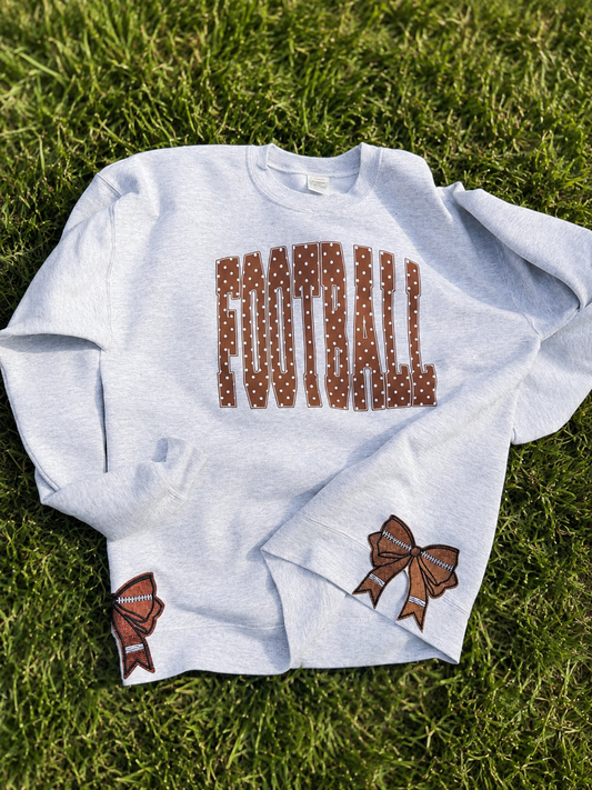 Football Polka Dot Crewneck with Bow Sparkle side Slits